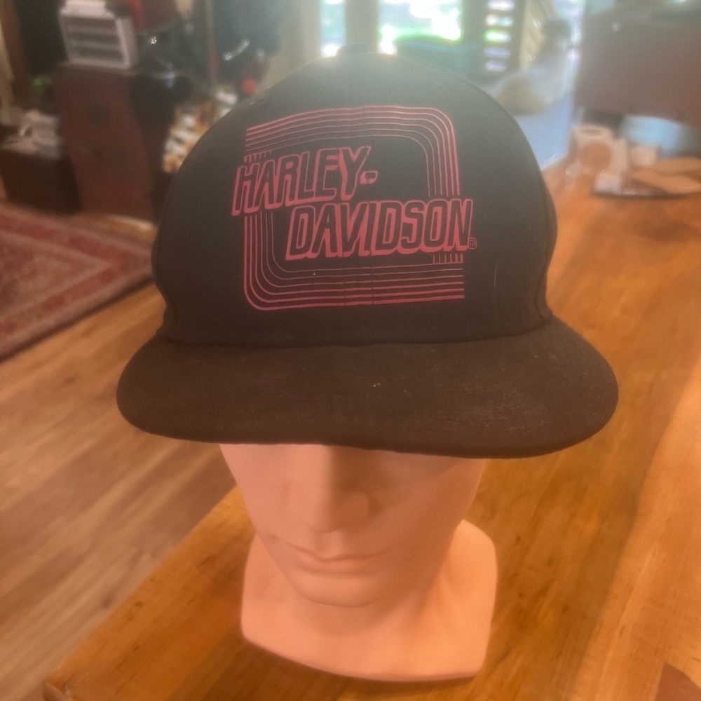 Vintage Harley-Davidson Flat Brim Black Cap